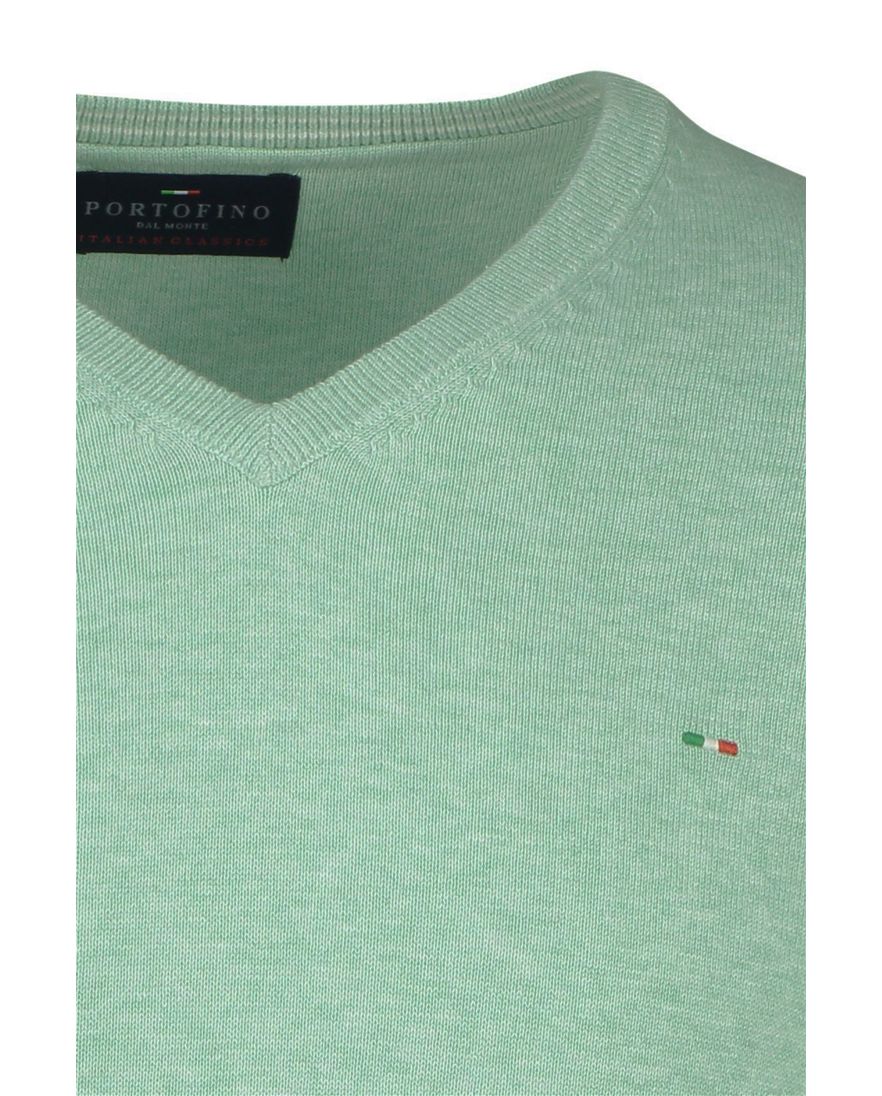 Portofino katoenen trui v-hals effen lichtgroen