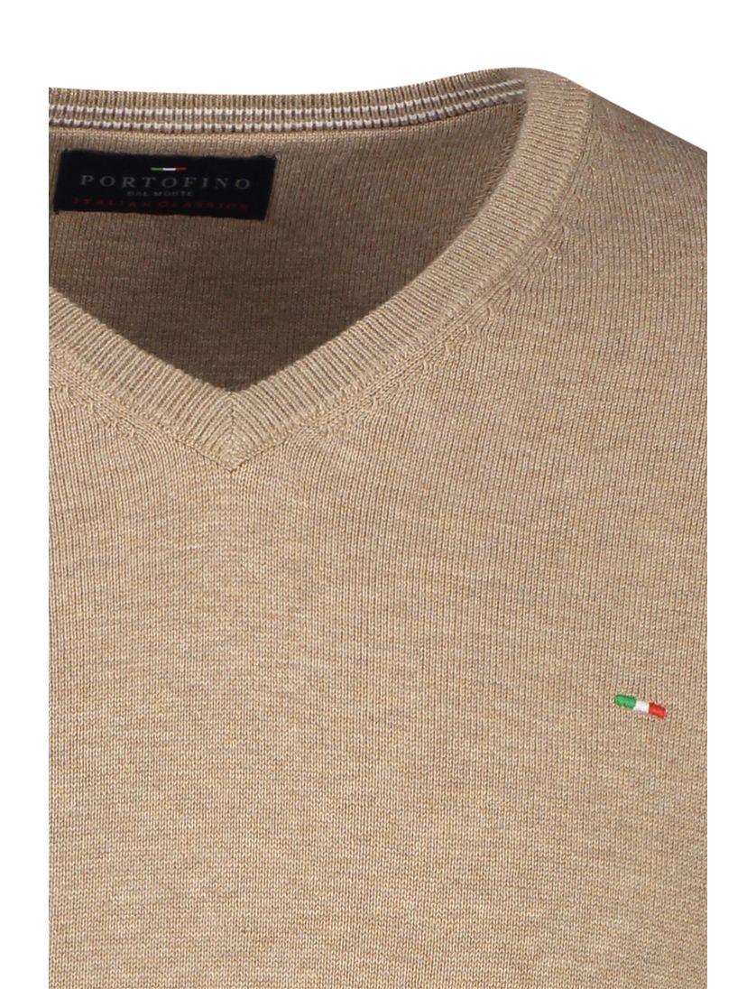 Portofino katoenen trui effen bruin v-hals