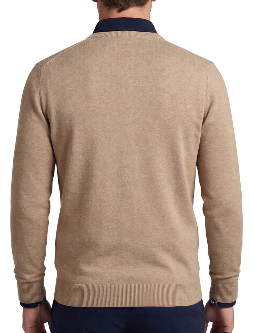 Portofino katoenen trui effen bruin v-hals