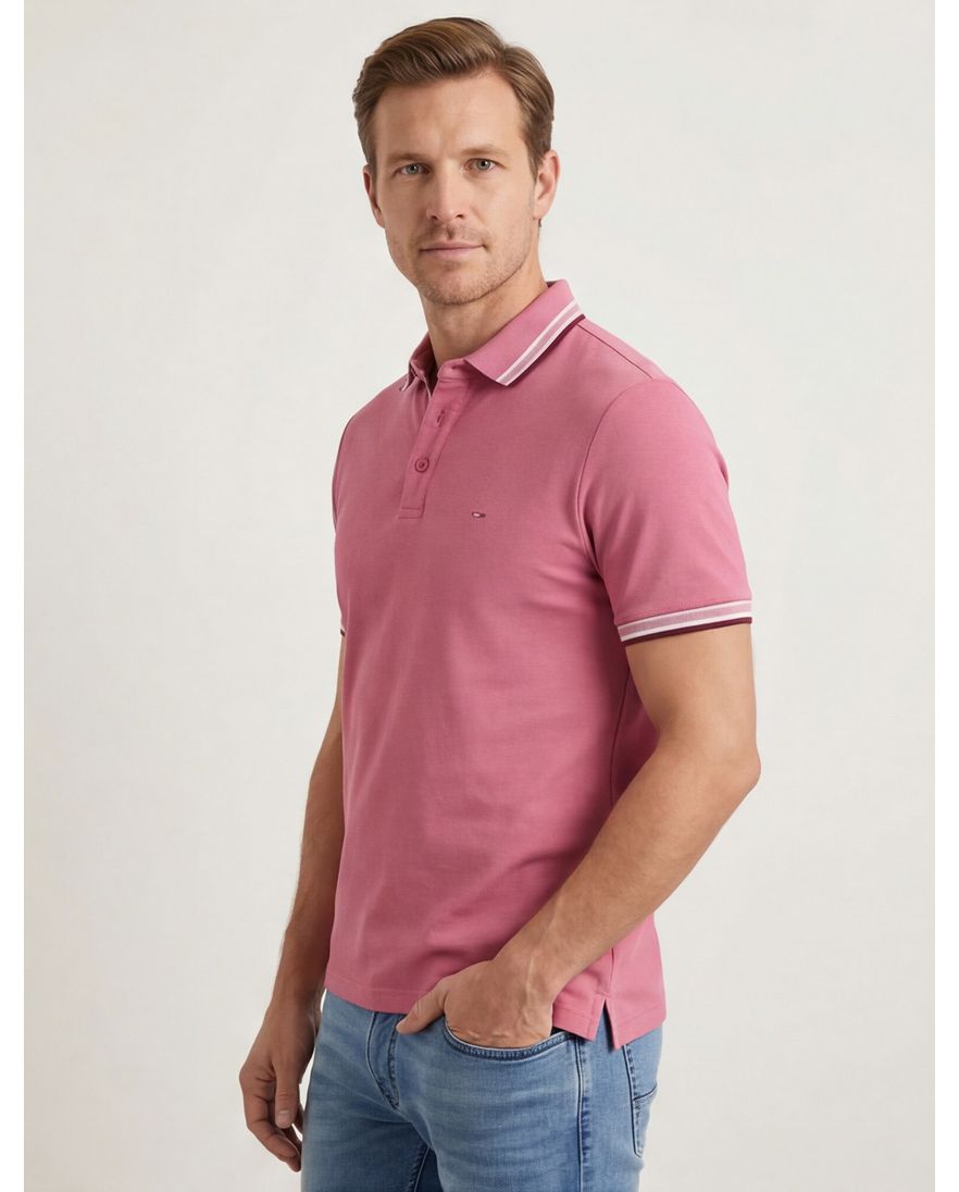 Portofino polo normale fit roze katoen roze knopen