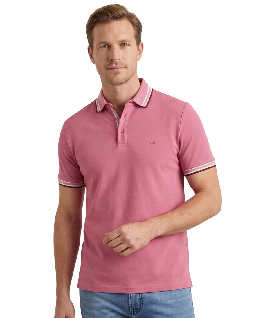 Portofino polo normale fit roze katoen roze knopen