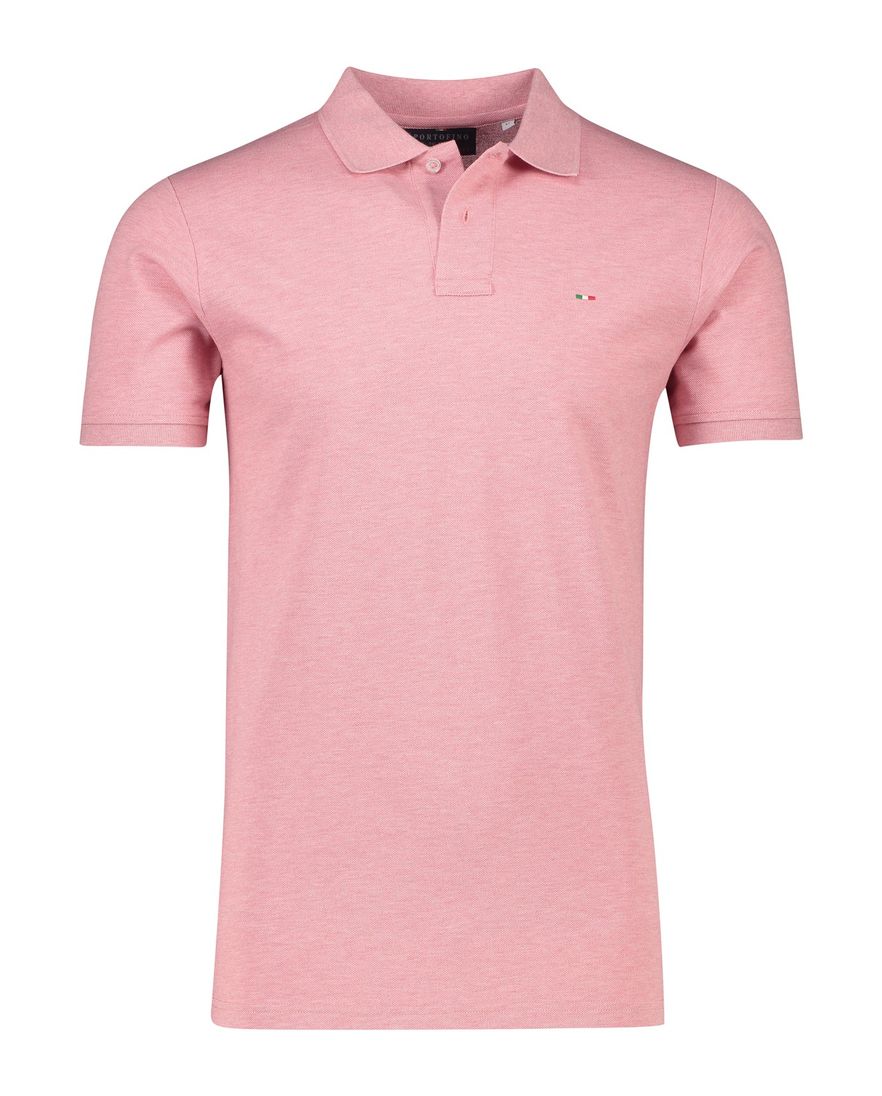 Portofino poloshirt normale fit roze gemêleerd katoen
