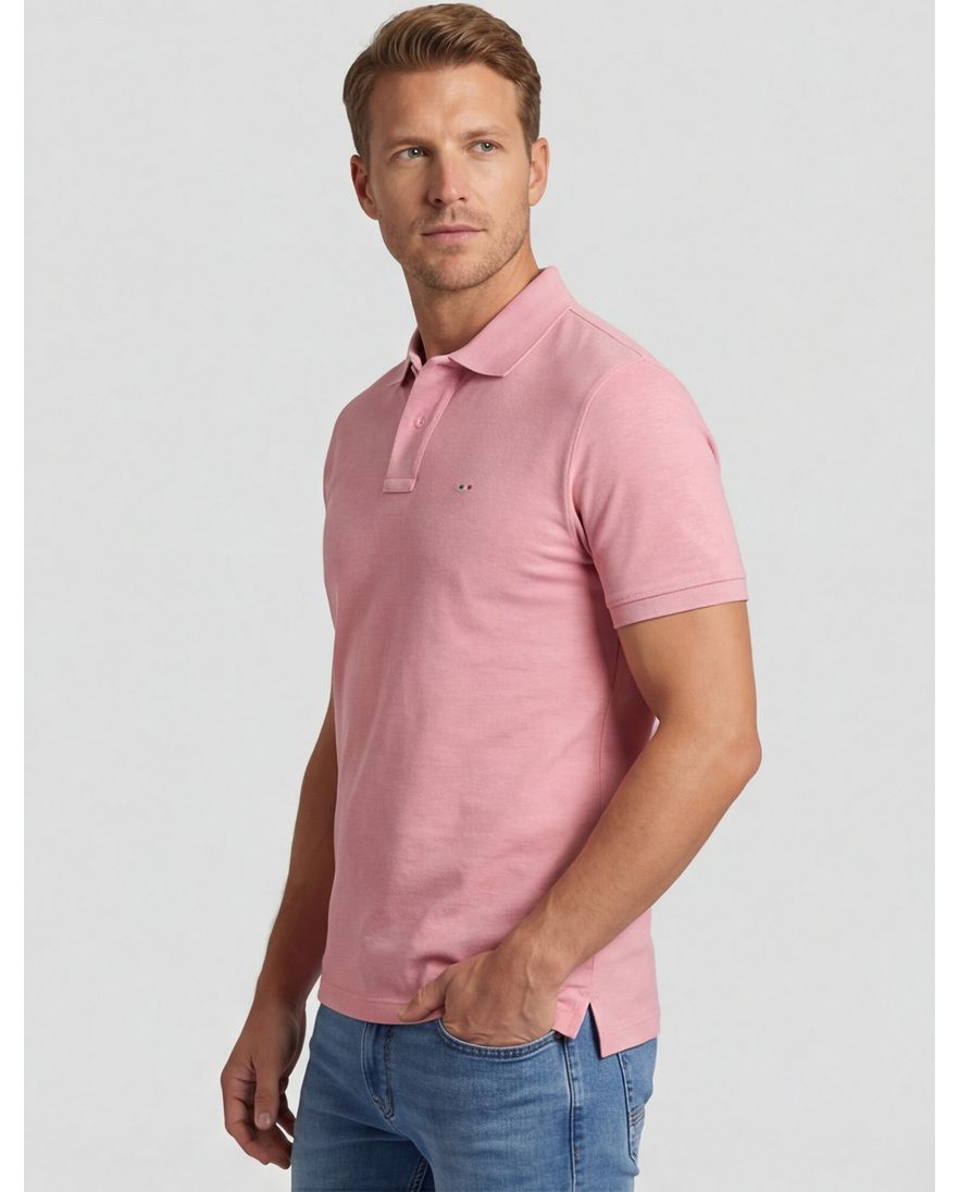 Portofino poloshirt normale fit roze gemêleerd katoen