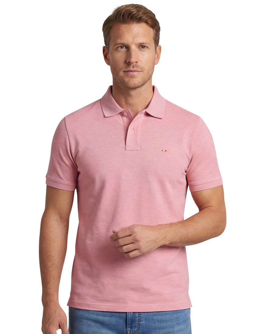 Portofino poloshirt normale fit roze gemêleerd katoen