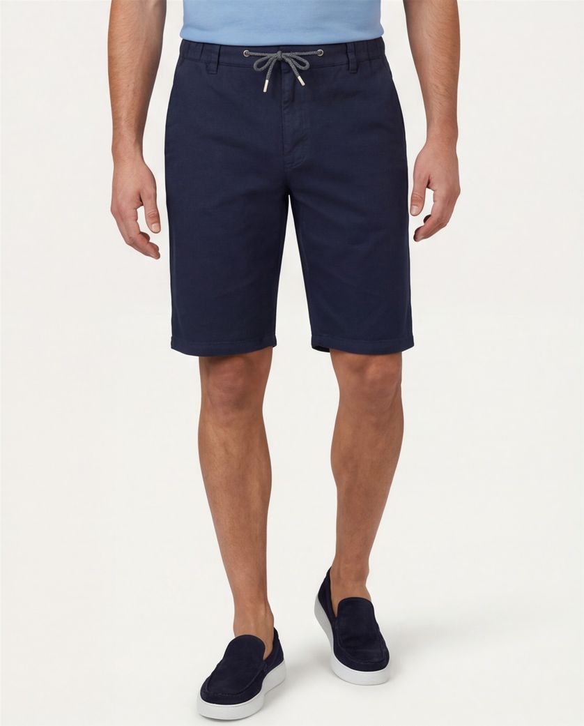 Donkerblauw elastische band Portofino korte broek katoen