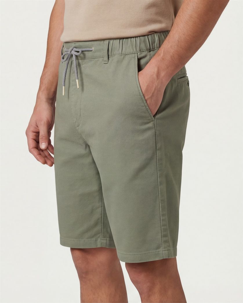 Korte broek olijfgroen Portofino elastische band katoen