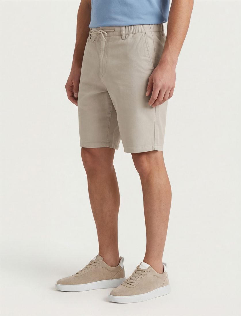 Korte broek Portofino beige elastische band katoen