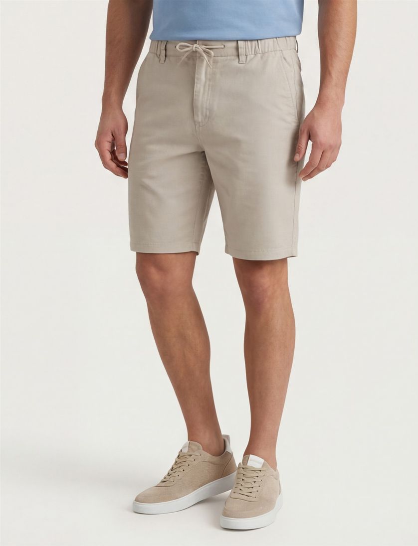 Korte broek Portofino beige elastische band katoen