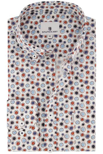 State of Art State of Art casual overhemd wijde fit blauw geprint borstzak