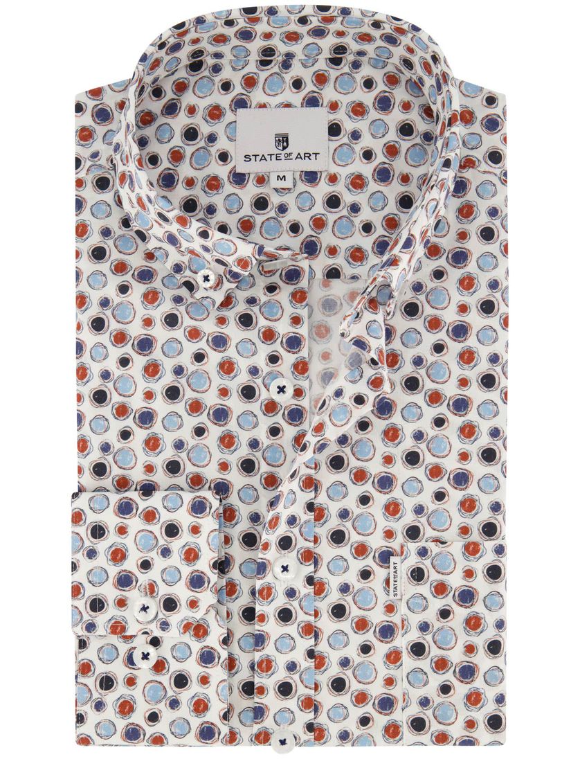 State of Art casual overhemd wijde fit blauw geprint