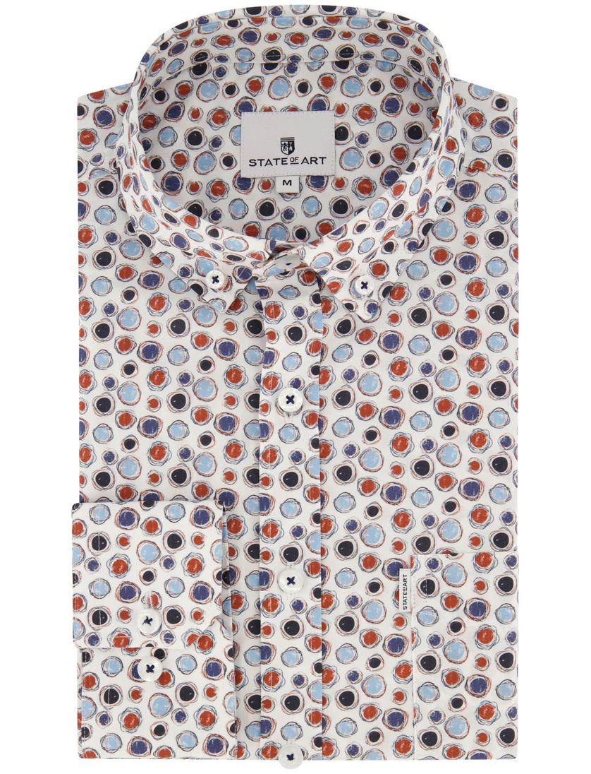 State of Art casual overhemd wijde fit blauw geprint