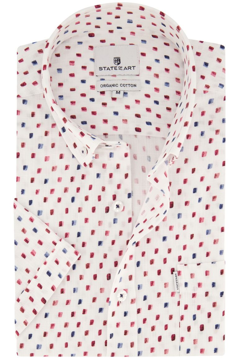 State of Art Shirt korte mouw overhemd wit geprint