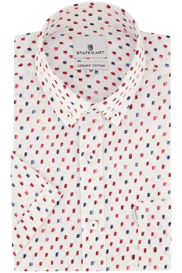State of Art Shirt korte mouw overhemd wit geprint