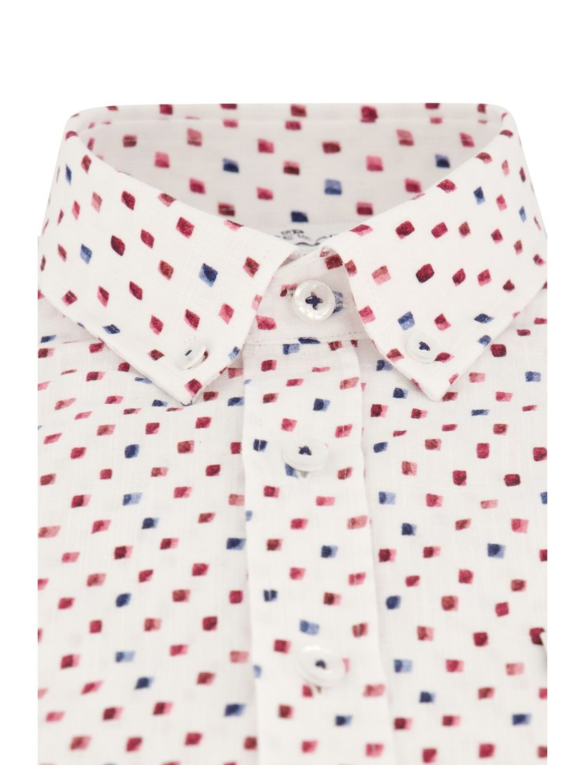 State of Art overhemd korte mouw wit geprint wijde fit