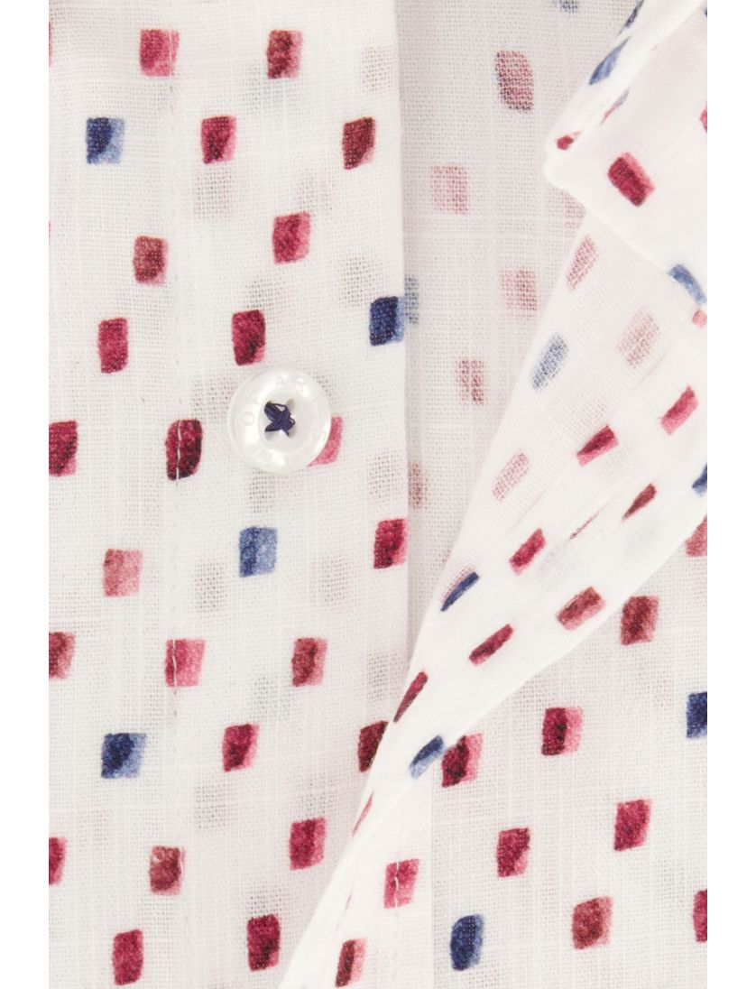 State of Art overhemd korte mouw wit geprint wijde fit