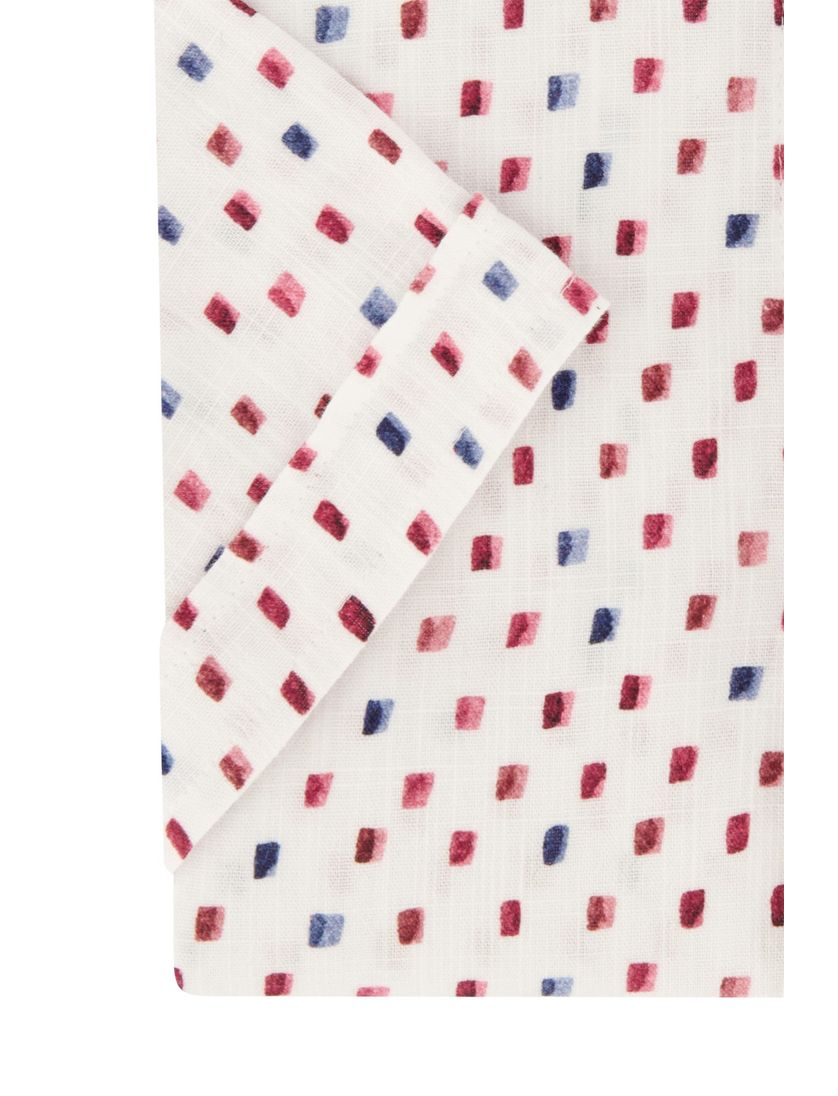 State of Art overhemd korte mouw wit geprint wijde fit