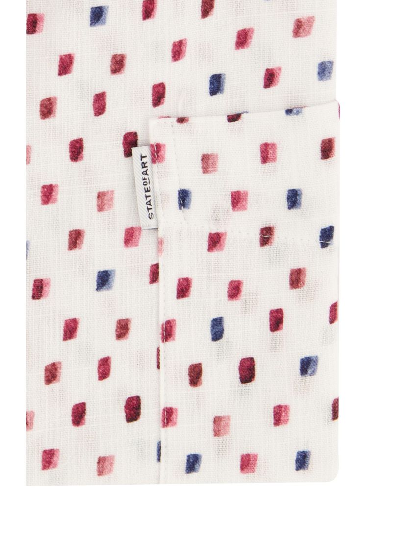 State of Art overhemd korte mouw wit geprint wijde fit