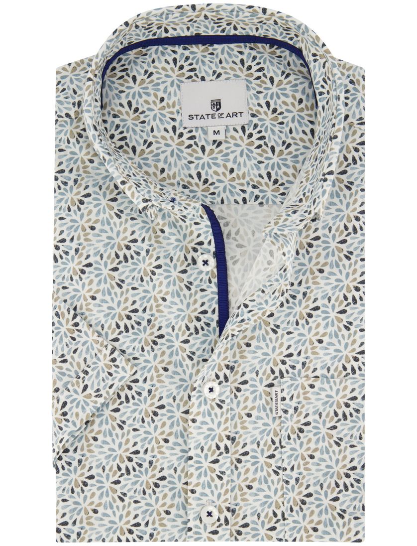 State of Art overhemd blauw printje katoen