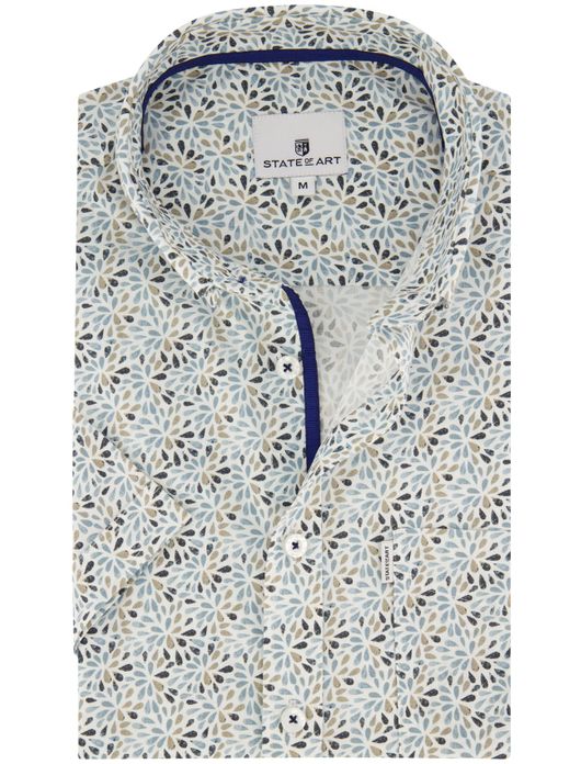 State of Art overhemd korte mouw blauw geprint