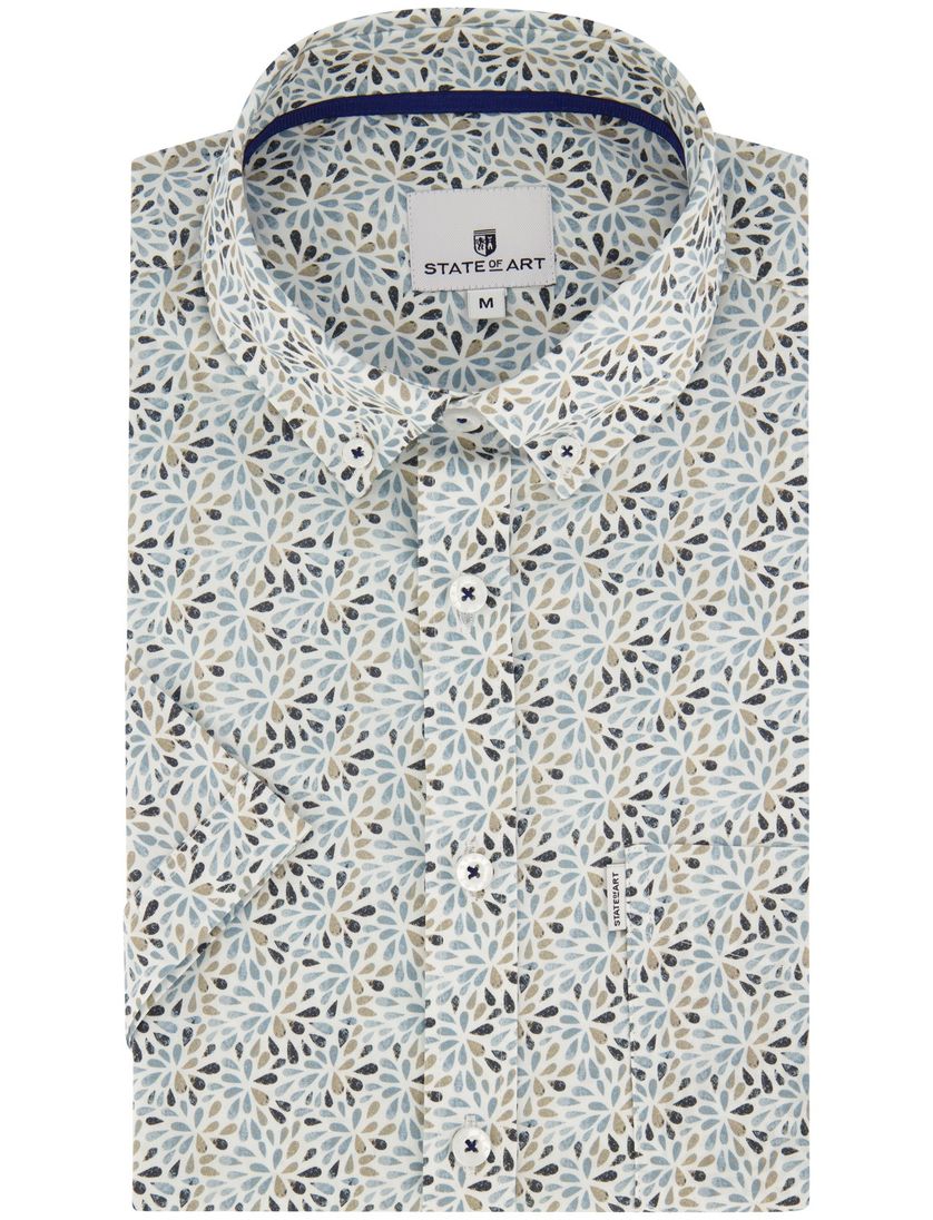 State of Art overhemd blauw printje katoen