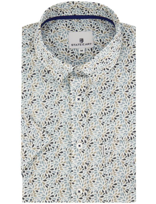 State of Art overhemd korte mouw blauw geprint