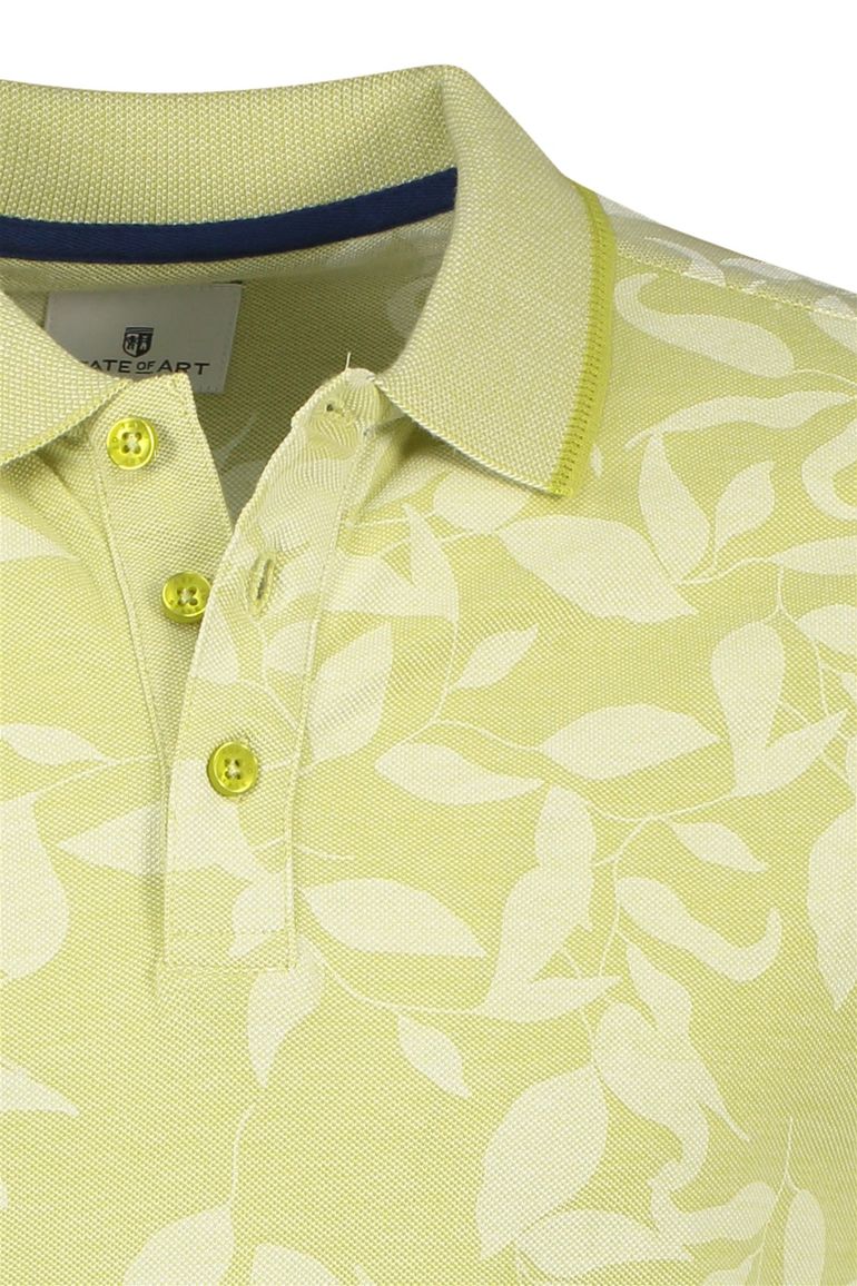 State of Art polo geel geprint wijde fit katoen