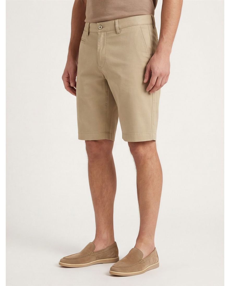 Katoenen Pierre Cardin Bermuda effen bruin Lyon