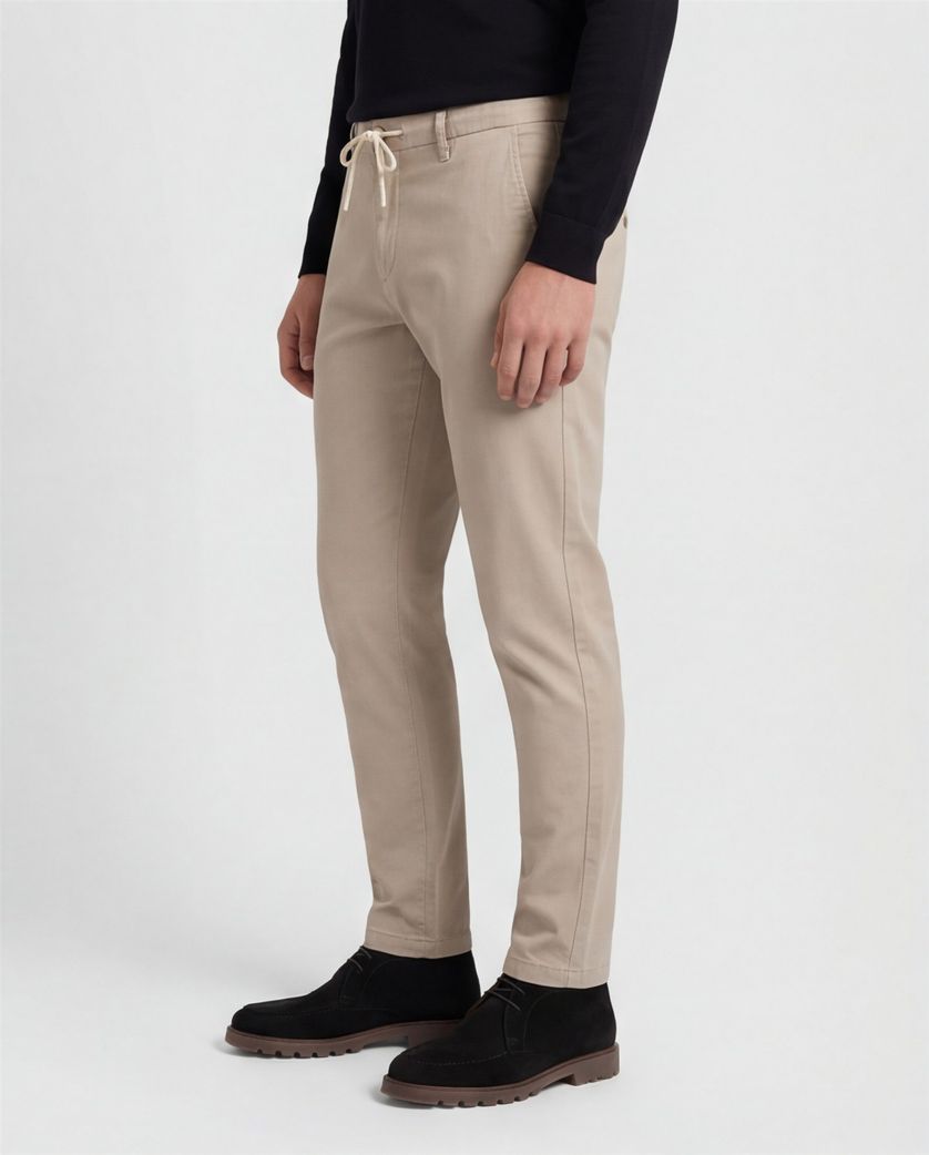 Alberto katoenen chino slim fit bruin effen