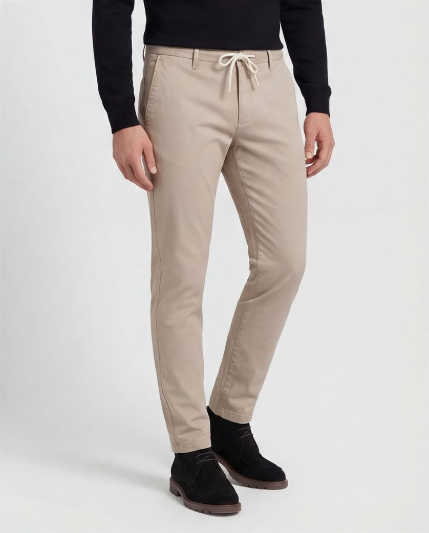 Alberto katoenen chino slim fit bruin effen