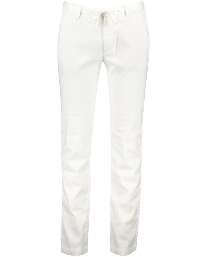 Alberto chino linnenmix effen wit slim fit