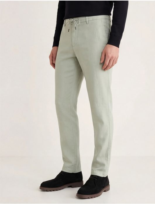 Alberto slim fit Performance chino linnen groen