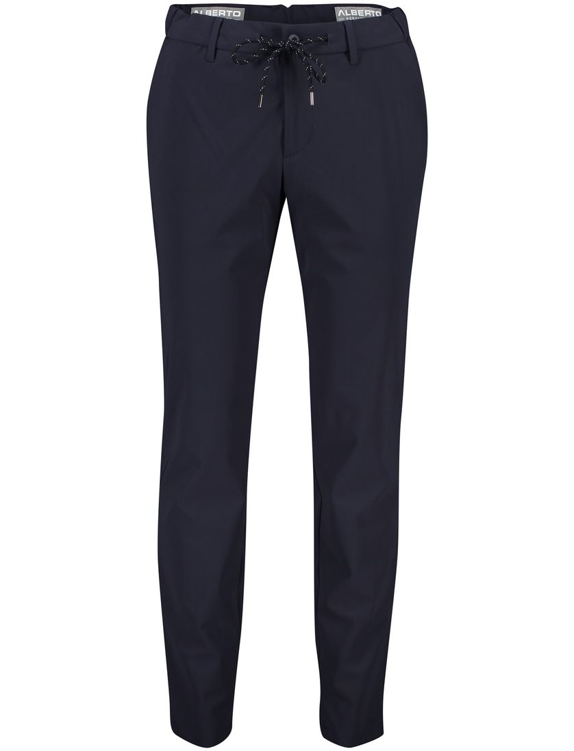 Alberto chino met elastische band Mover slim fit donkerblauw effen