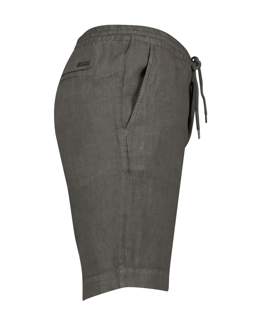 Alberto korte broek effen groen linnen normale fit