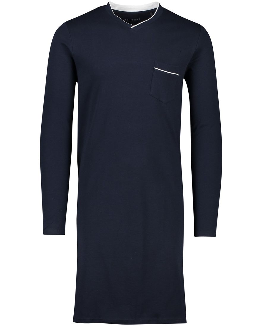 Schiesser nachthemd effen donkerblauw katoen