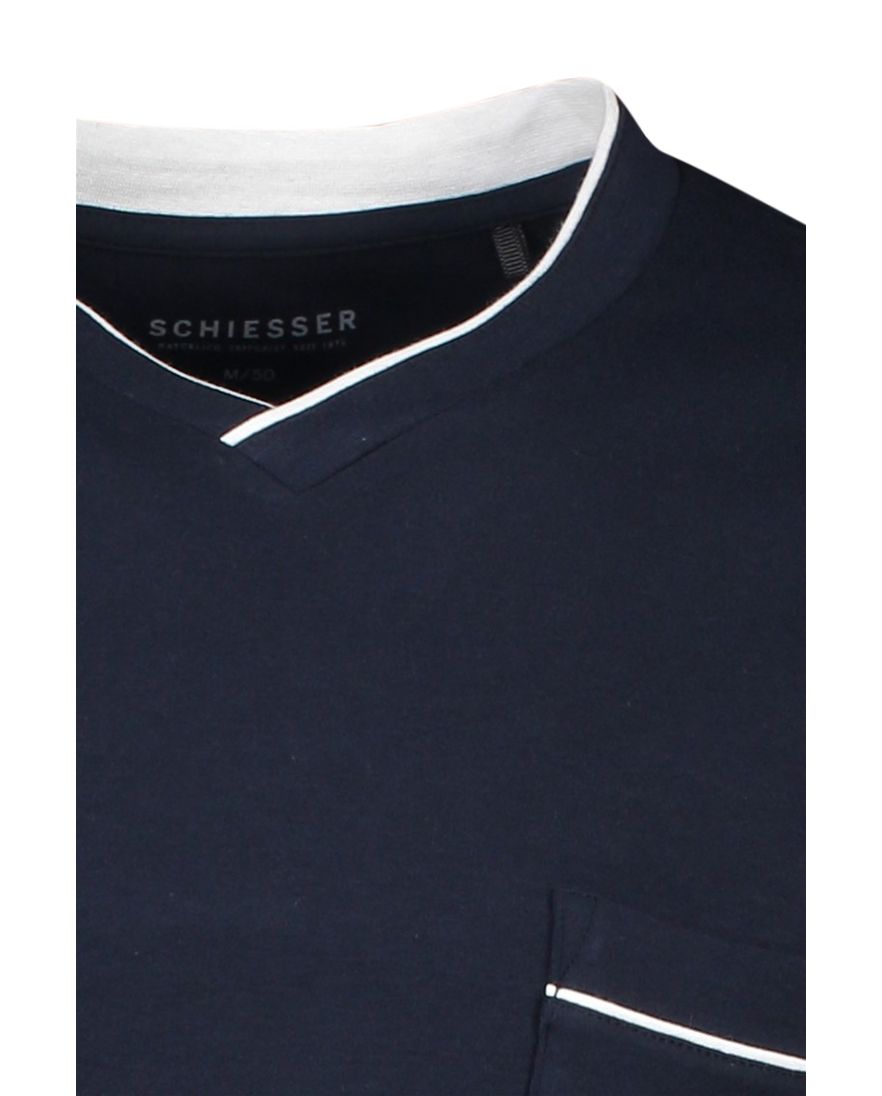 Schiesser nachthemd effen donkerblauw katoen