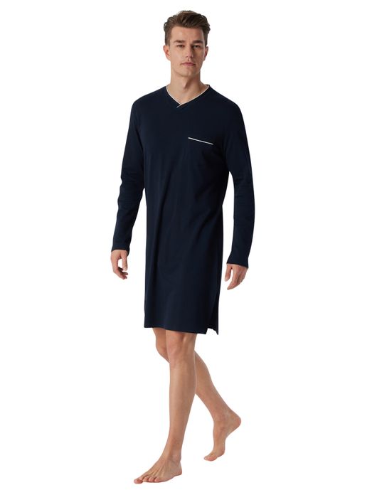 Schiesser nachthemd donkerblauw effen
