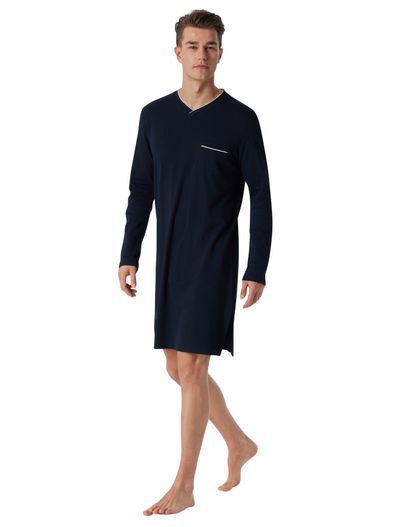 Schiesser Schiesser nachthemd donkerblauw katoen