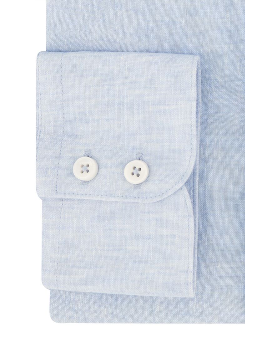 Cavallaro gemêleerd overhemd linnen slim fit lichtblauw