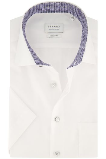 Eterna Wit korte mouwen overhemd Eterna normale fit effen katoen