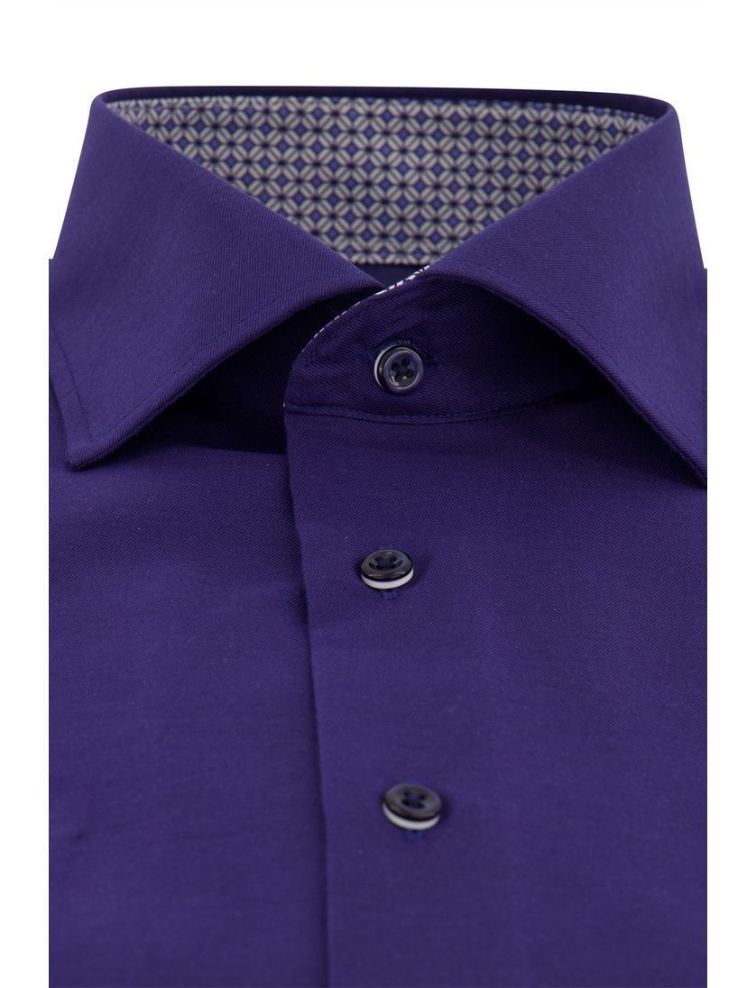 Eterna donkerblauw overhemd korte mouw katoen modern fit