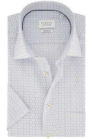 Eterna Eterna overhemd korte mouw comfort fit wit geprint