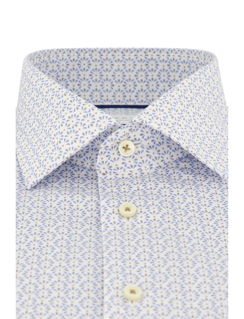 Eterna overhemd korte mouw wit blauw geprint