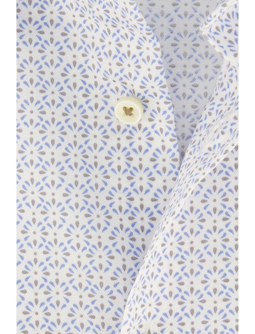 Eterna overhemd korte mouw wit blauw geprint
