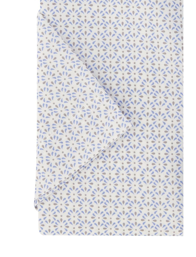 Eterna overhemd korte mouw wit blauw geprint