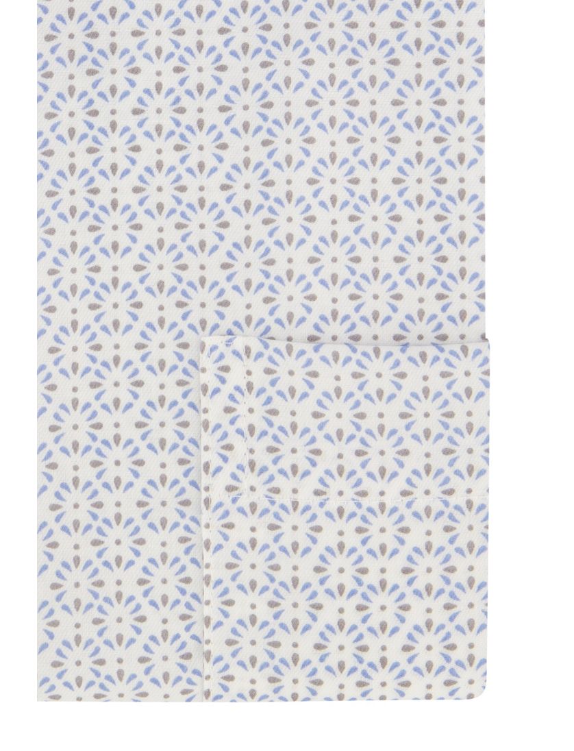 Eterna overhemd korte mouw wit blauw geprint