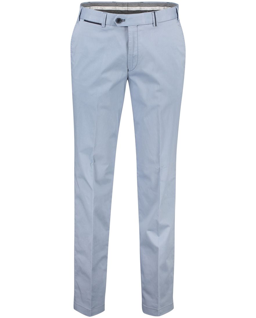 Hiltl katoenen broek lichtblauw effen zonder omslag