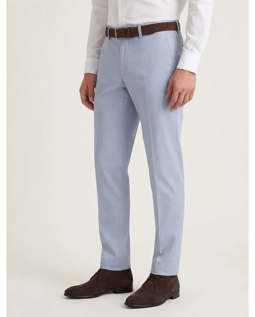 Hiltl katoenen broek lichtblauw effen zonder omslag