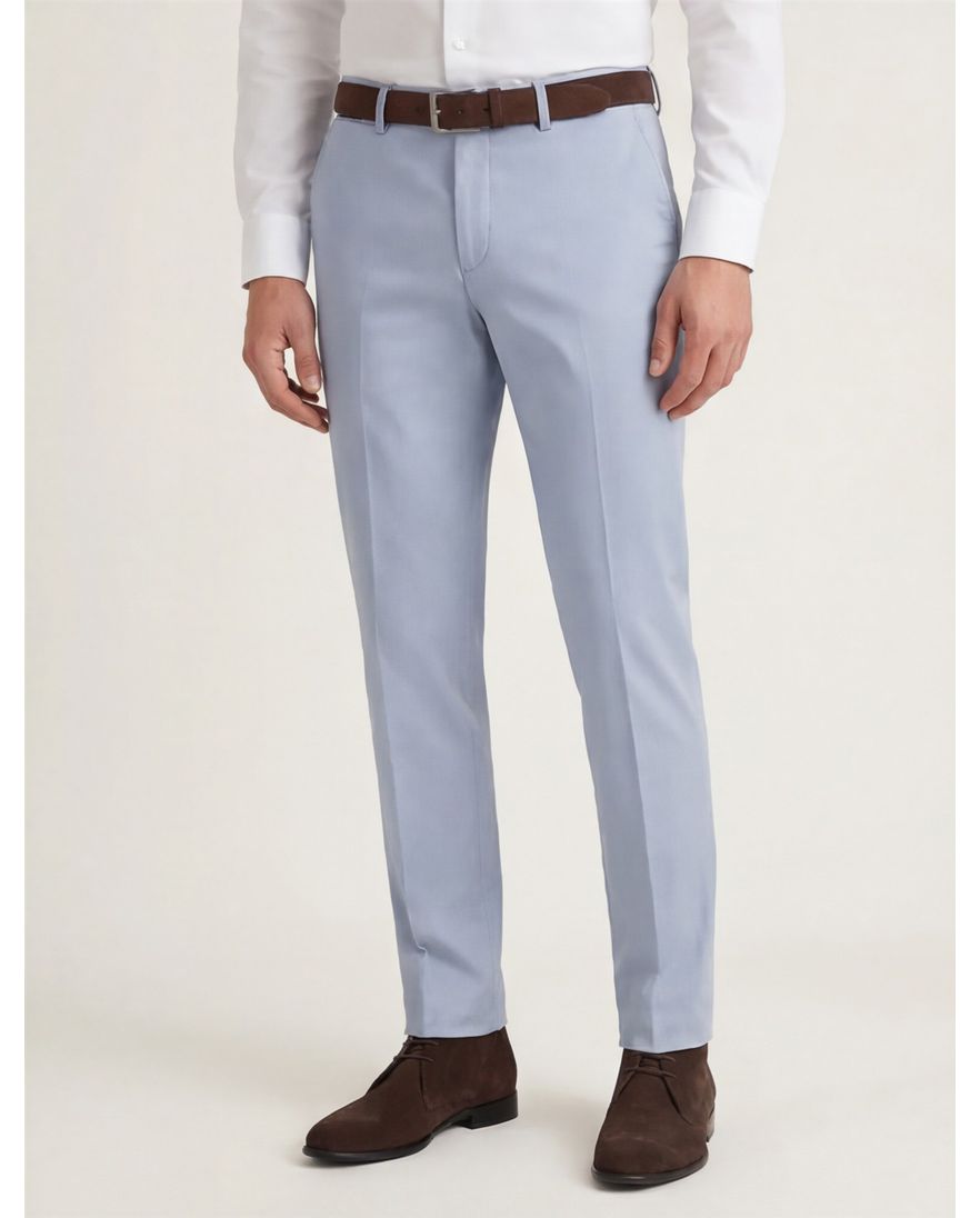 Hiltl katoenen broek lichtblauw effen zonder omslag