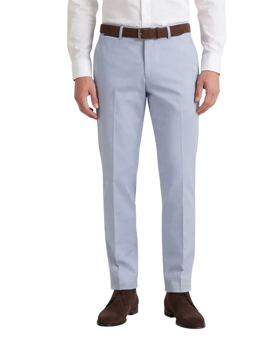 Hiltl katoenen broek lichtblauw effen zonder omslag