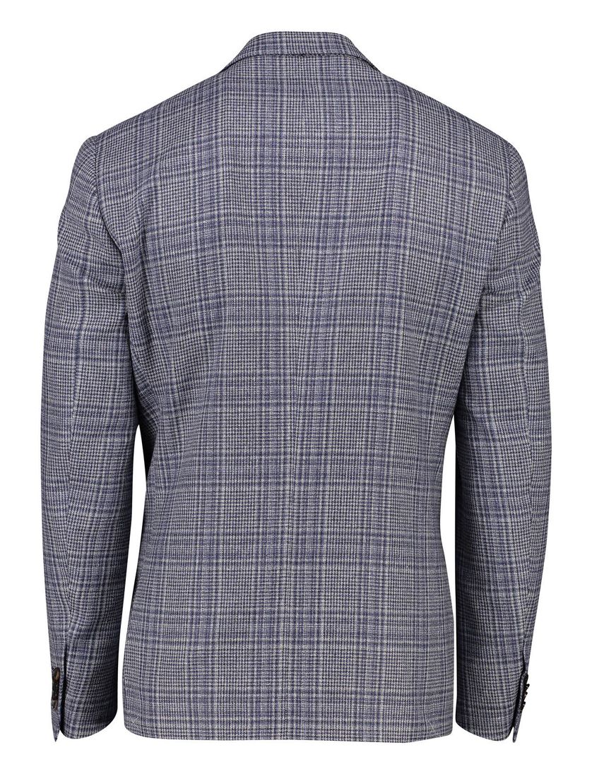 Colbert Corneliani blauw geruit zijde borstzak